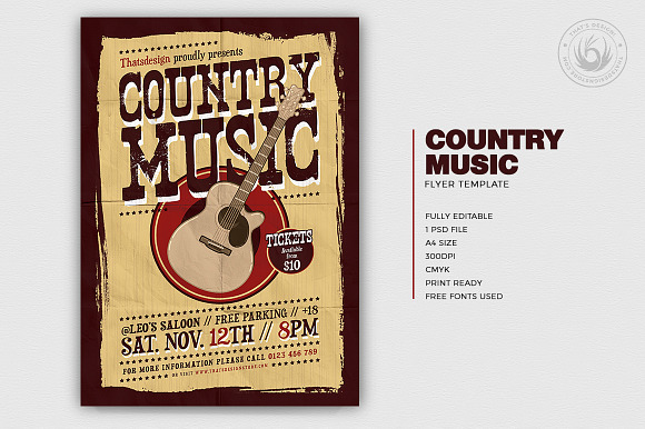 Country Music Flyer Template V3 in Flyer Templates - product preview 1