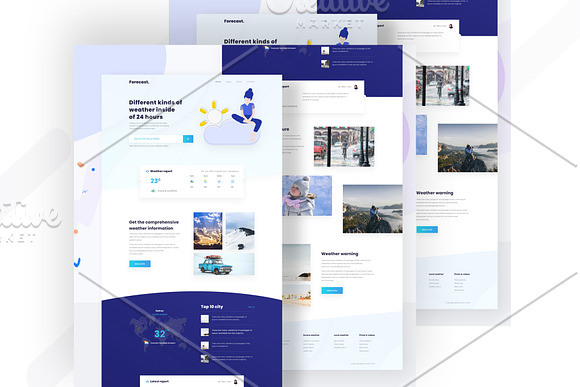Weather PSD Landing page Template in Landing Page Templates - product preview 1