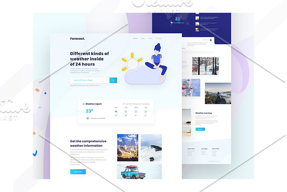 Weather PSD Landing page Template in Landing Page Templates - product preview 2