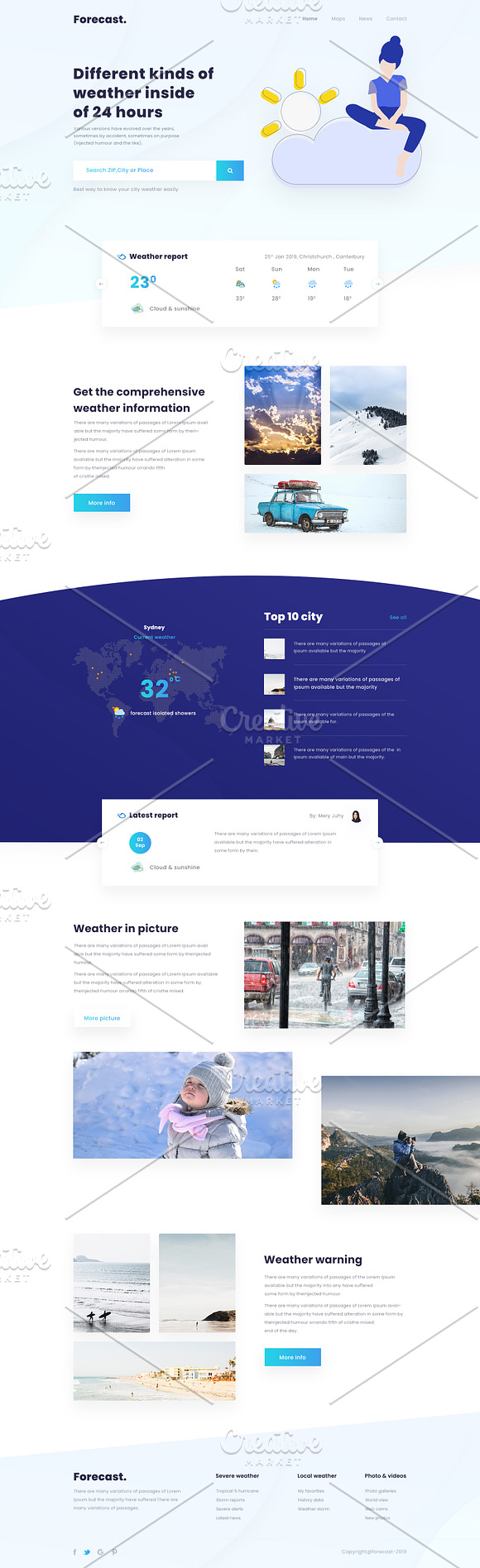 Weather PSD Landing page Template in Landing Page Templates - product preview 3
