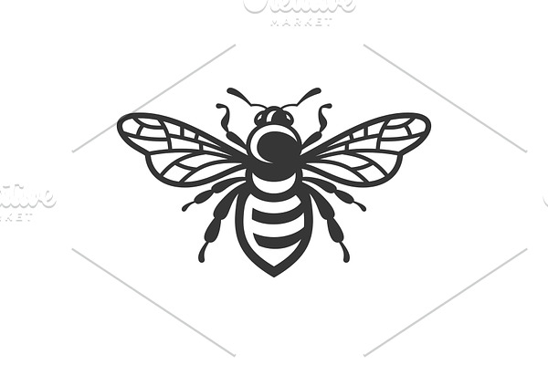 Bee Icon. Bug Logo on White