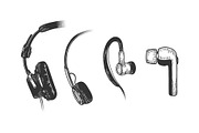 Headphone evolution sketch vector
