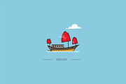 Chinese junk boat vector