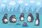 Penguins fishing