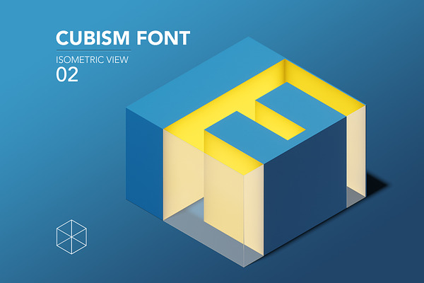 Cube 3d Psd Font - Isometric view 02