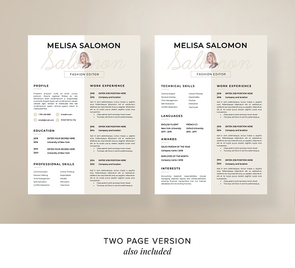 Resume Template 1, 2 page | Florence in Resume Templates - product preview 3