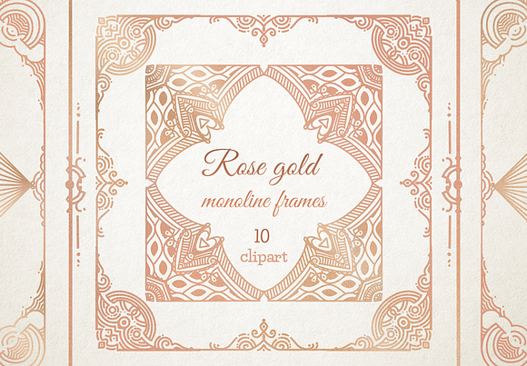 Rose gold monoline frame clipart in Objects - product preview 2