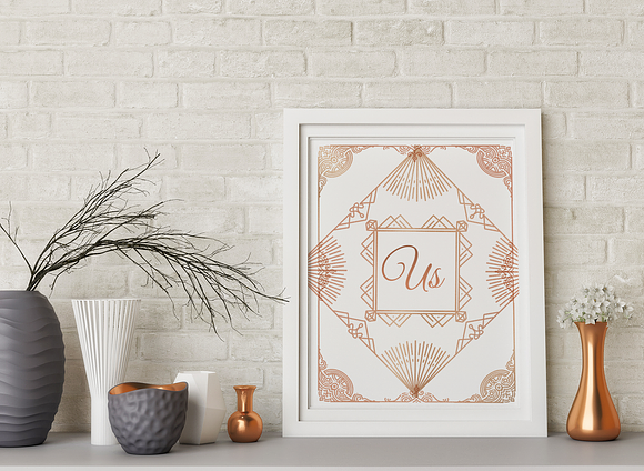 Rose gold monoline frame clipart in Objects - product preview 4