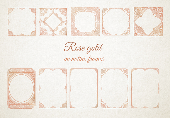 Rose gold monoline frame clipart in Objects - product preview 6