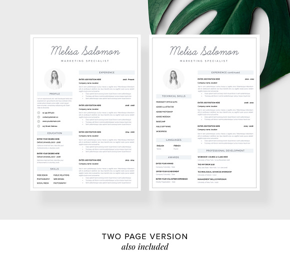 Resume Template 1, 2 page Melbourne in Resume Templates - product preview 3