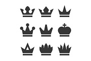 Vintage Antique Crowns Icons Set on