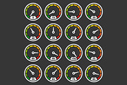 Speedometer and Indicators Icons Set