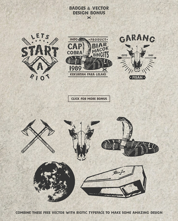 Riotic Typeface + Bonus (intro sale) in Tattoo Fonts - product preview 3