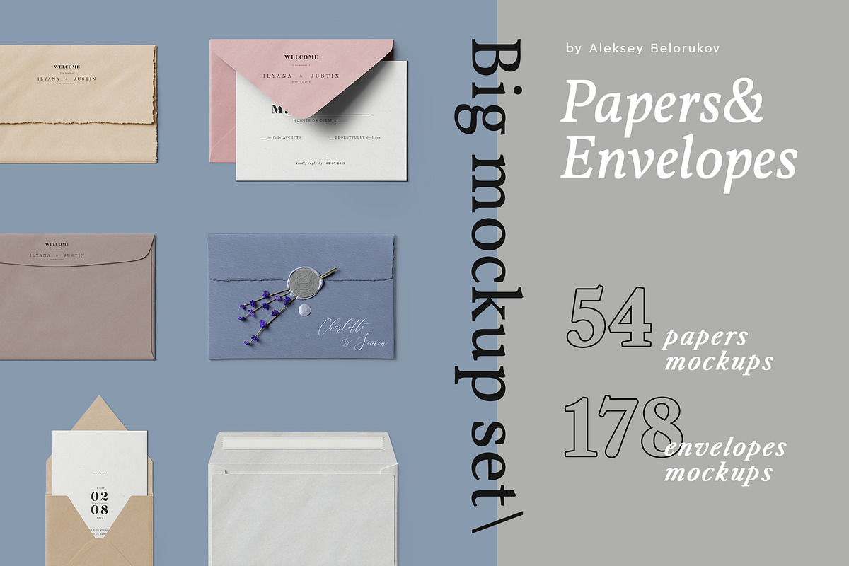 Papers&Envelopes - Big mockup set in Scene Creator Mockups - product preview 8