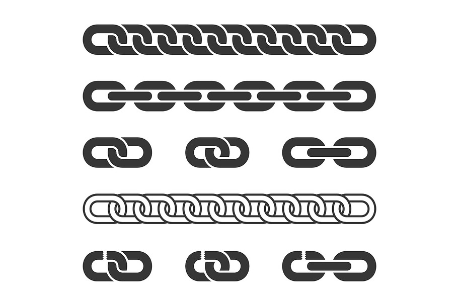 Metal Chain Parts Icons Set in Objects - product preview 8