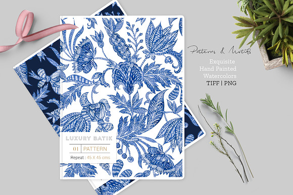 Luxury Batik, Watercolor Set! in Patterns - product preview 7