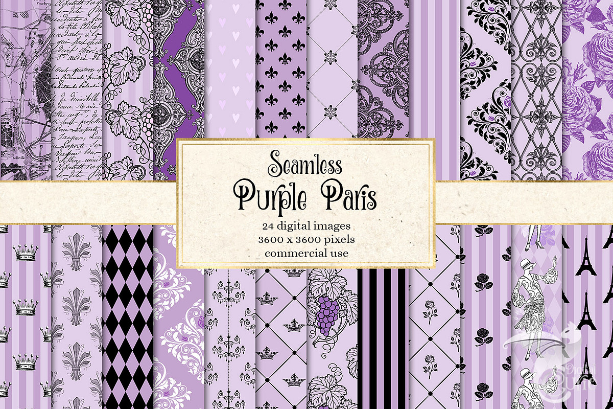 Purple Paris Digital Paper in Patterns - product preview 8