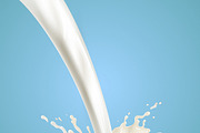 Pouring creamy milk with splash