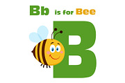 Bee Flying Over Letter B And Text