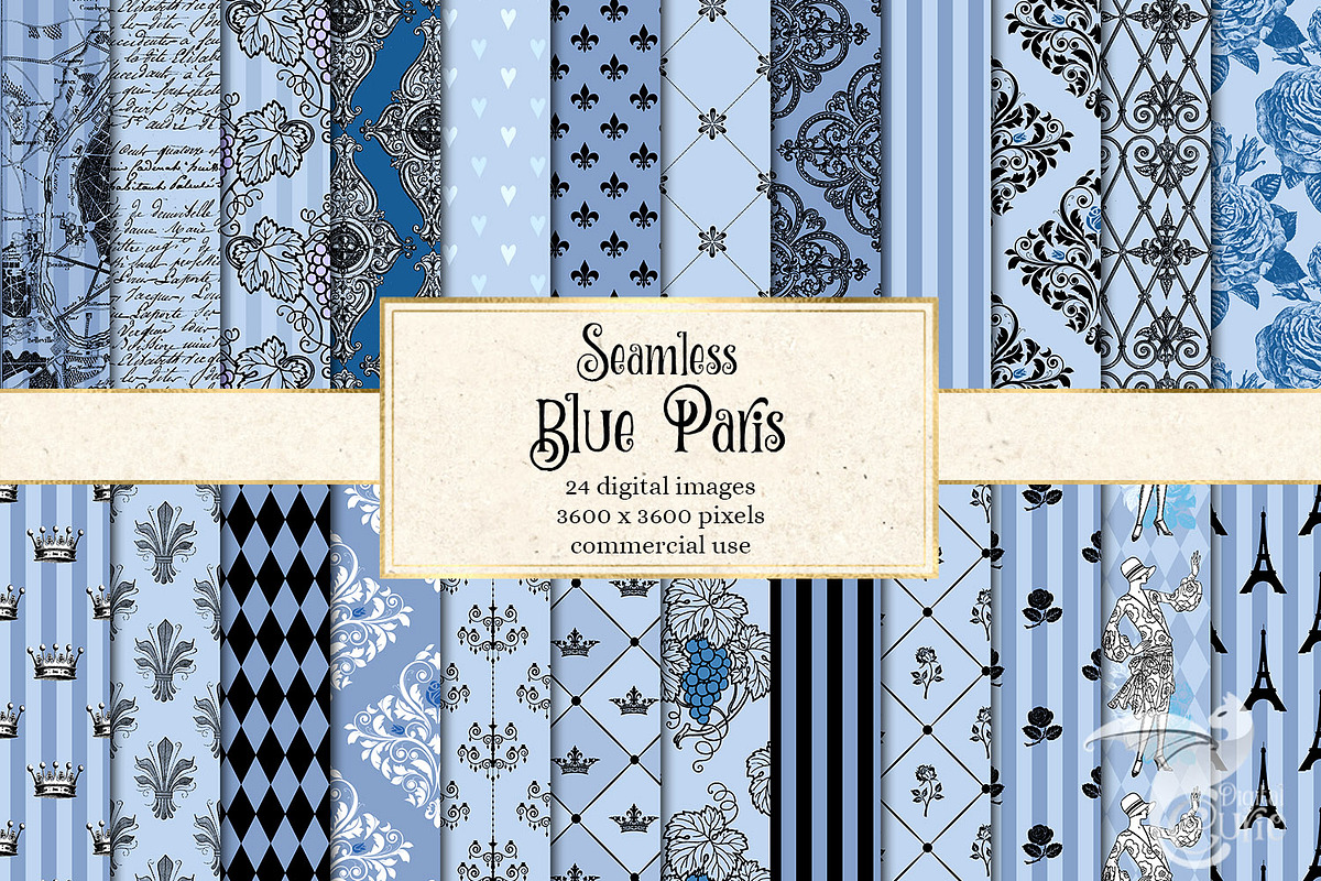 Blue Paris Digital Paper in Patterns - product preview 8