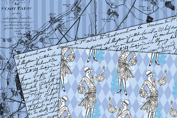 Blue Paris Digital Paper in Patterns - product preview 2