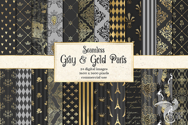 Gray and Gold Paris Patterns