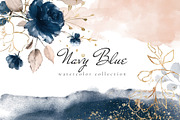 Navy Blue. Watercolor collection