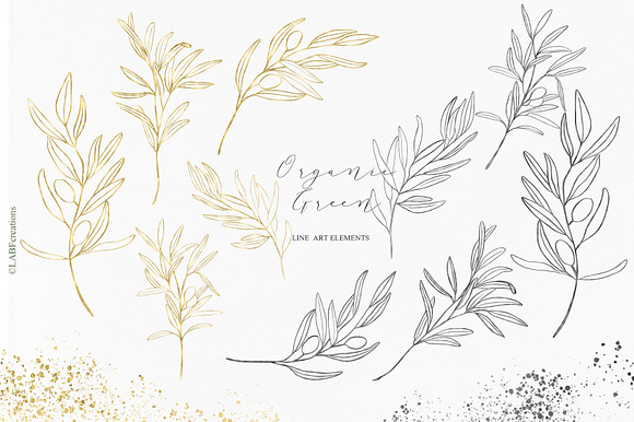 Organic Green Olive watercolors in Illustrations - product preview 4