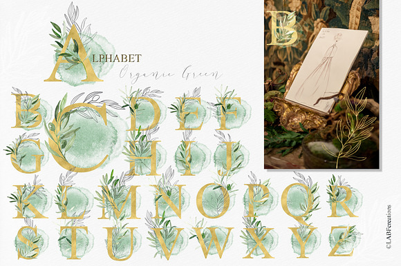 Organic Green Olive watercolors in Illustrations - product preview 5