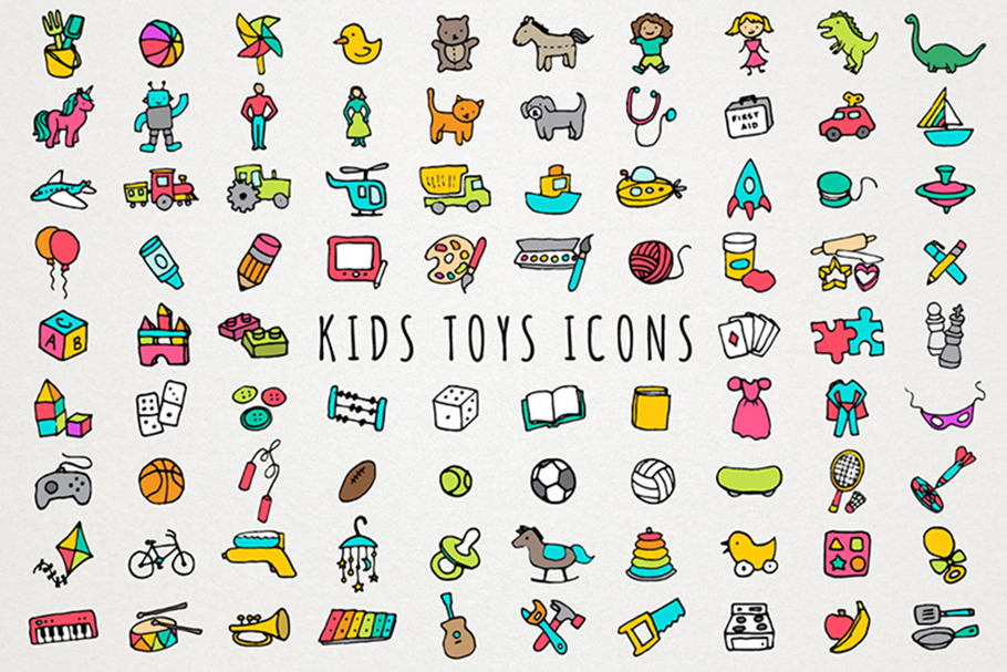 Kids Toys Icons Set in Baby Icons - product preview 8