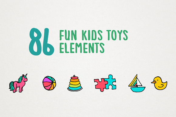 Kids Toys Icons Set in Baby Icons - product preview 1