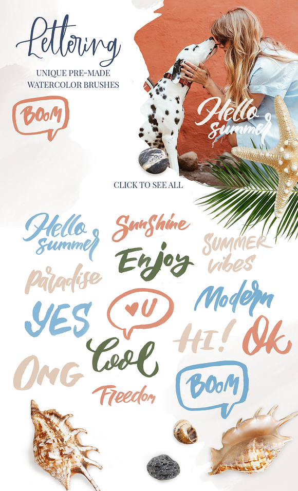Summer splash - watercolor brushes in Photoshop Brushes - product preview 7