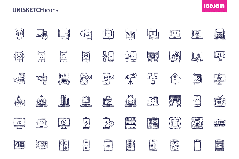 3000 Unisketch hand drawn icons in Birthday Icons - product preview 8
