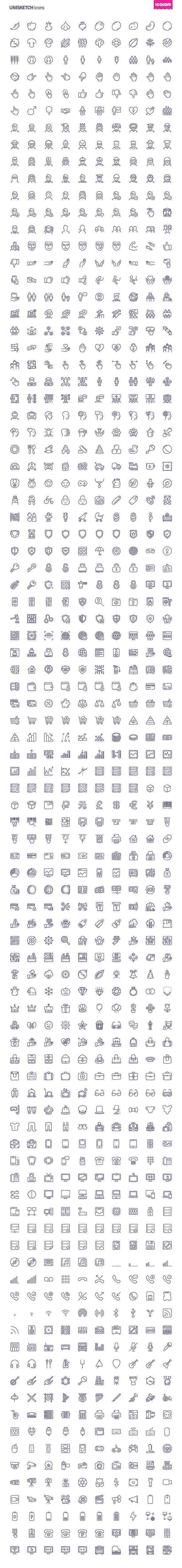 3000 Unisketch hand drawn icons in Birthday Icons - product preview 2