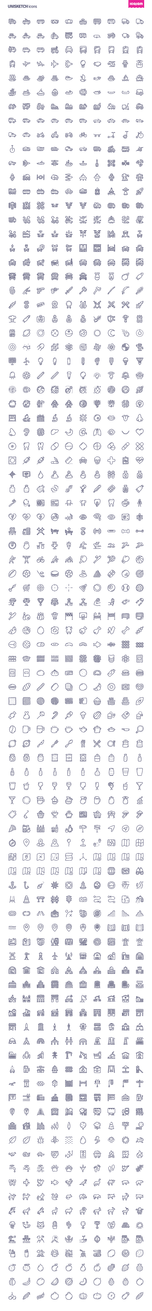 3000 Unisketch hand drawn icons in Birthday Icons - product preview 3