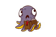 Purple octopus with sad face