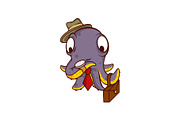 Purple octopus businessman with