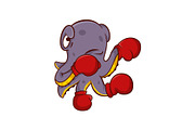 Purple octopus with red boxing