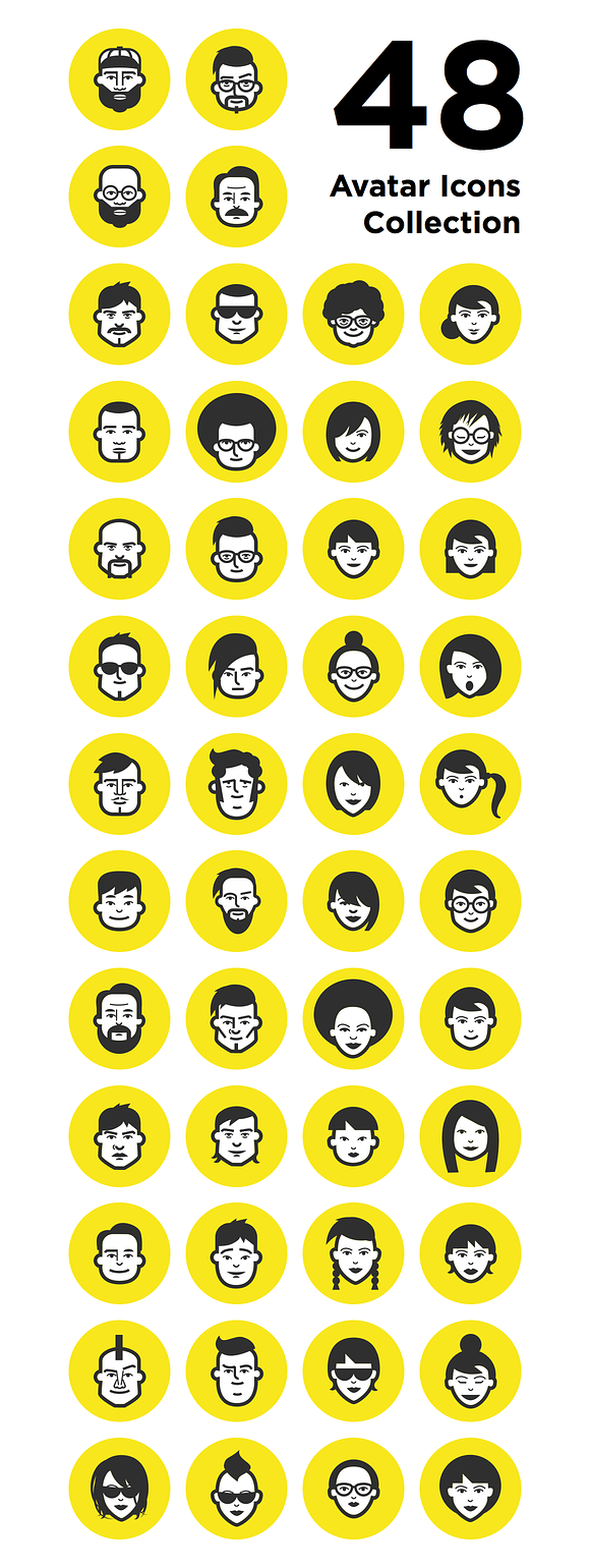 48 Avatar Icons + Font in Avatar Icons - product preview 2
