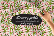Blossoming prickles-Seamless pattern