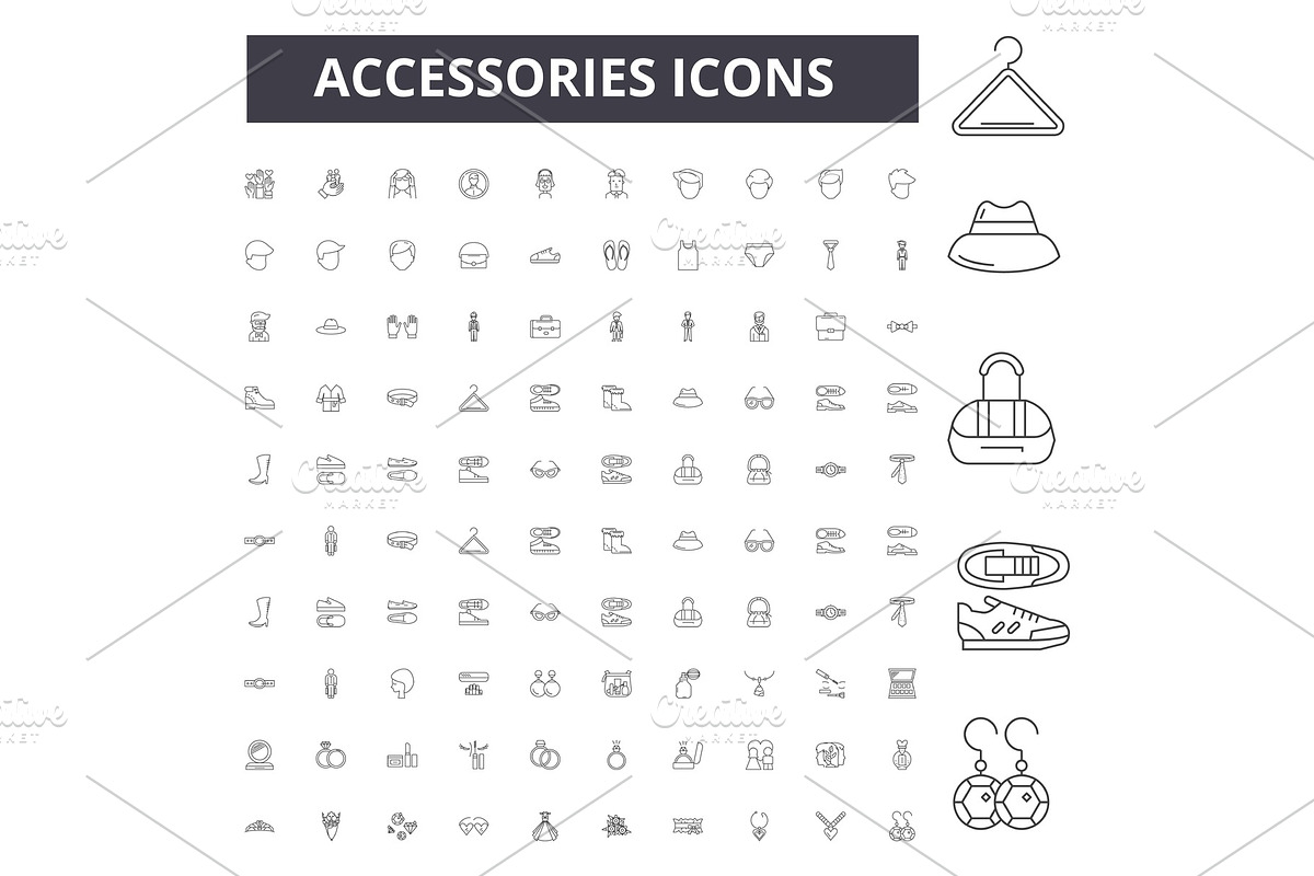 Accessories line icons, signs in Illustrations - product preview 8