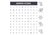 Admin line icons, signs, vector set