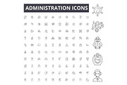 Administration line icons, signs