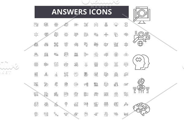 Answers line icons, signs, vector