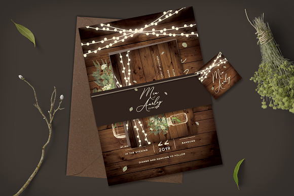 Rustic Wedding Invitation Set in Card Templates - product preview 2