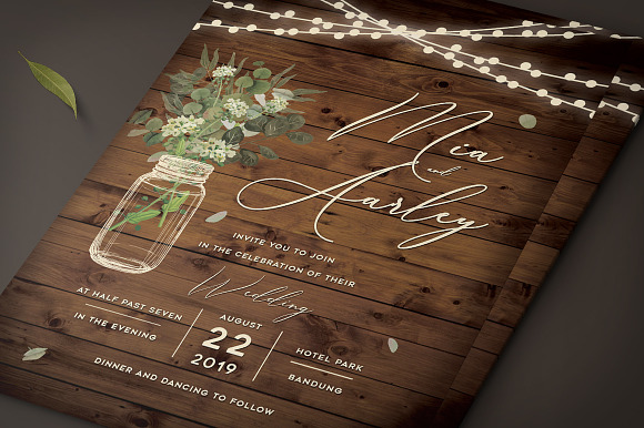 Rustic Wedding Invitation Set in Card Templates - product preview 3