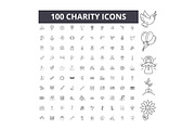 Charity line icons, signs, vector