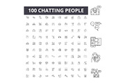 Chatting people line icons, signs