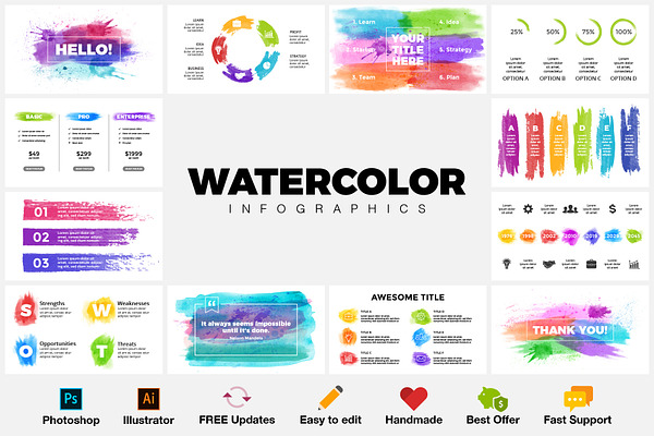 Watercolor Infographics FREE Updates