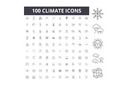 Climate line icons, signs, vector